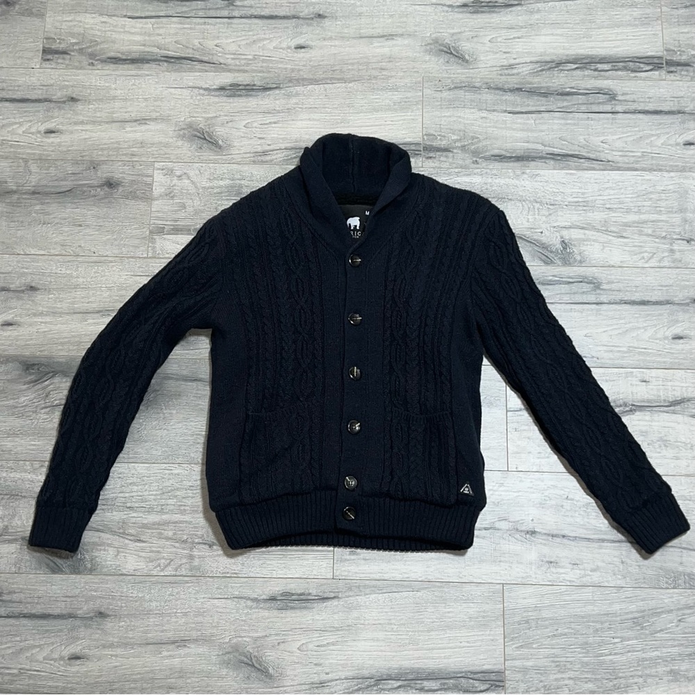 American Stitch Button Knit Cardigan (Dark Blue)